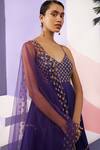 EASE_Purple Net, Crepe Embroidered Anarkali With Dupatta_Online_at_Aza_Fashions