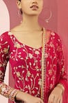 Ease_Pink Crepe Embroidered Kurta Sharara Set  _at_Aza_Fashions