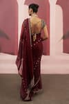 Shop_Ease_Maroon Organza Embroidered Saree With Blouse  _at_Aza_Fashions