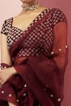 Buy_Ease_Maroon Organza Embroidered Saree With Blouse  _Online_at_Aza_Fashions