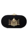 Shop_Sabyasachi_Noir - Black Embellished Taj Mahal Pattern Clutch _at_Aza_Fashions