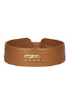 Shop_Sabyasachi_Mustard Tan - Brown Embellished The Bengal Tiger Belt _at_Aza_Fashions