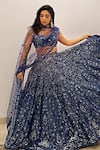 Buy_Tamanna Punjabi Kapoor_Blue Net Embroidered Lehenga Set_at_Aza_Fashions