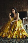 Buy_Mrunalini Rao_Yellow Floral Print Lehenga Set_at_Aza_Fashions