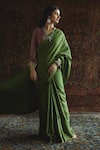 Buy_Mimamsaa_Green Handloom Munga Silk Striped Saree _at_Aza_Fashions