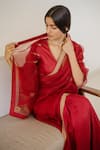 Buy_Nishar Ahmed_Red Silk Zardozi Organza Saree _Online_at_Aza_Fashions