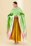 Buy_Naintara Bajaj_Green Woven Floral Banarasi Silk Dupatta_at_Aza_Fashions