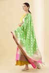 Buy_Naintara Bajaj_Green Woven Floral Banarasi Silk Dupatta_Online_at_Aza_Fashions