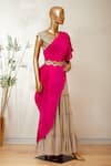 Dinesh Malkani_Pink Embroidered Saree And Sharara Set  _Online_at_Aza_Fashions