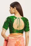 Shop_Nazaakat by Samara Singh_Green Silk Bandhani Print Blouse_at_Aza_Fashions