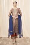 Buy_Nazaakat by Samara Singh_Brown Cotton Silk Printed Kurta Set_Online_at_Aza_Fashions