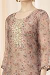 Shop_Nazaakat by Samara Singh_Brown Cotton Silk Printed Kurta Set_Online_at_Aza_Fashions