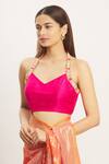 Shagna Fashion_Pink Silk Halter Neck Blouse _Online_at_Aza_Fashions