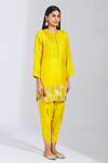 Buy_Half Full Curve_Yellow Silk Embroidered Kurta And Dhoti Pant Set_Online_at_Aza_Fashions