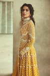 Ridhi Mehra_Yellow Georgette Embroidered Anarkali With Dupatta  _Online_at_Aza_Fashions