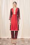Buy_Nazaakat by Samara Singh_Maroon Crepe Silk Panelled Kurta Set_Online_at_Aza_Fashions