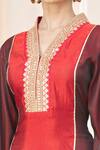 Shop_Nazaakat by Samara Singh_Maroon Crepe Silk Panelled Kurta Set_Online_at_Aza_Fashions