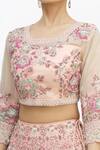 Shop_Samyukta Singhania_Peach Net Embroidered Lehenga Set_Online_at_Aza_Fashions