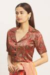 Buy_Nazaakat by Samara Singh_Red Ajrakh Print Saree Blouse_Online_at_Aza_Fashions