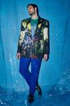 Buy_Siddhartha Bansal_Black Cotton Satin Floral Print Blazer Pant Set_at_Aza_Fashions