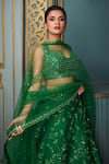 Shop_Aariyana Couture_Green Lehenga And Blouse Dupion Embroidered Floral Bridal Set _at_Aza_Fashions