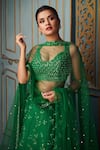 Buy_Aariyana Couture_Green Lehenga And Blouse Dupion Embroidered Floral Bridal Set _Online_at_Aza_Fashions