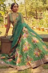 Buy_Torani_Green Lehenga Pure Cotton Silk And Sequin Panna Aastika Bridal Set _at_Aza_Fashions