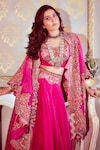 Buy_Anamika Khanna_Embroidered Cape And Lehenga Set_at_Aza_Fashions