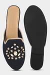 Shop_Aanchal Sayal_Blue Embellished Denim Mules_at_Aza_Fashions