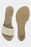 Shop_Aanchal Sayal_White Embellished Bead Open Toe Wedges_at_Aza_Fashions