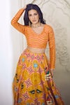 Mayyur Girotra Couture_Yellow Patola Print Lehenga Set_at_Aza_Fashions