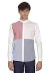 Buy_Lacquer Embassy_Multi Color 100% Premium Cotton Colorblock Shirt  _at_Aza_Fashions