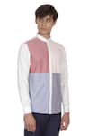 Lacquer Embassy_Multi Color 100% Premium Cotton Colorblock Shirt  _Online_at_Aza_Fashions