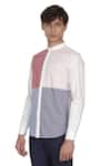 Shop_Lacquer Embassy_Multi Color 100% Premium Cotton Colorblock Shirt  _Online_at_Aza_Fashions