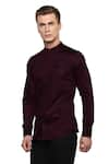 Shop_Lacquer Embassy_Maroon 100% Premium Cotton Shirt  _at_Aza_Fashions