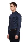Shop_Lacquer Embassy_Blue 100% Premium Cotton Shirt _at_Aza_Fashions