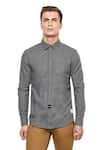 Buy_Lacquer Embassy_Grey 100% Premium Cotton Shirt  _at_Aza_Fashions