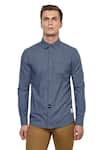 Buy_Lacquer Embassy_Blue 100% Premium Cotton Shirt  _at_Aza_Fashions