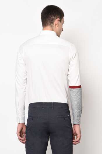 Shop_Lacquer Embassy_White 100% Premium Cotton Slim Fit Shirt _at_Aza_Fashions