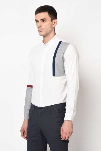Lacquer Embassy_White 100% Premium Cotton Slim Fit Shirt _Online_at_Aza_Fashions