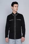 Buy_Lacquer Embassy_Black 100% Premium Cotton Shirt  _at_Aza_Fashions