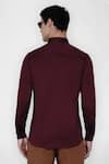 Shop_Lacquer Embassy_Maroon Cotton Satin Colorblock Casual Shirt  _at_Aza_Fashions