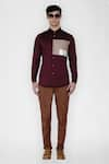 Buy_Lacquer Embassy_Maroon Cotton Satin Colorblock Casual Shirt  _Online_at_Aza_Fashions