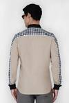 Shop Lacquer Embassy Beige 100% Cotton Colorblock Shirt at Aza Fashions Shop_Lacquer Embassy_Beige 100% Cotton Colorblock Shirt _at_Aza_Fashions