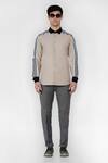 Shop Lacquer Embassy Beige 100% Cotton Colorblock Shirt Online at Aza Fashions Shop_Lacquer Embassy_Beige 100% Cotton Colorblock Shirt _Online_at_Aza_Fashions
