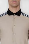Lacquer Embassy Beige 100% Cotton Colorblock Shirt at Aza Fashions Lacquer Embassy_Beige 100% Cotton Colorblock Shirt _at_Aza_Fashions