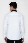 Shop_Lacquer Embassy_White Cotton Satin Colorblock Casual Shirt  _at_Aza_Fashions