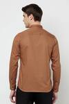 Shop_Lacquer Embassy_Brown 100% Cotton Luniso Color Block Shirt  _at_Aza_Fashions