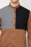 Lacquer Embassy_Brown 100% Cotton Luniso Color Block Shirt  _at_Aza_Fashions