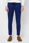 Shop_Lacquer Embassy_Blue Cotton Twill Plain Jural Trouser  _at_Aza_Fashions